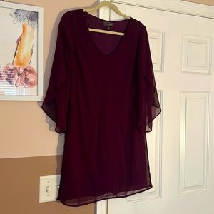 Plum Colored Chiffon Shift Dress